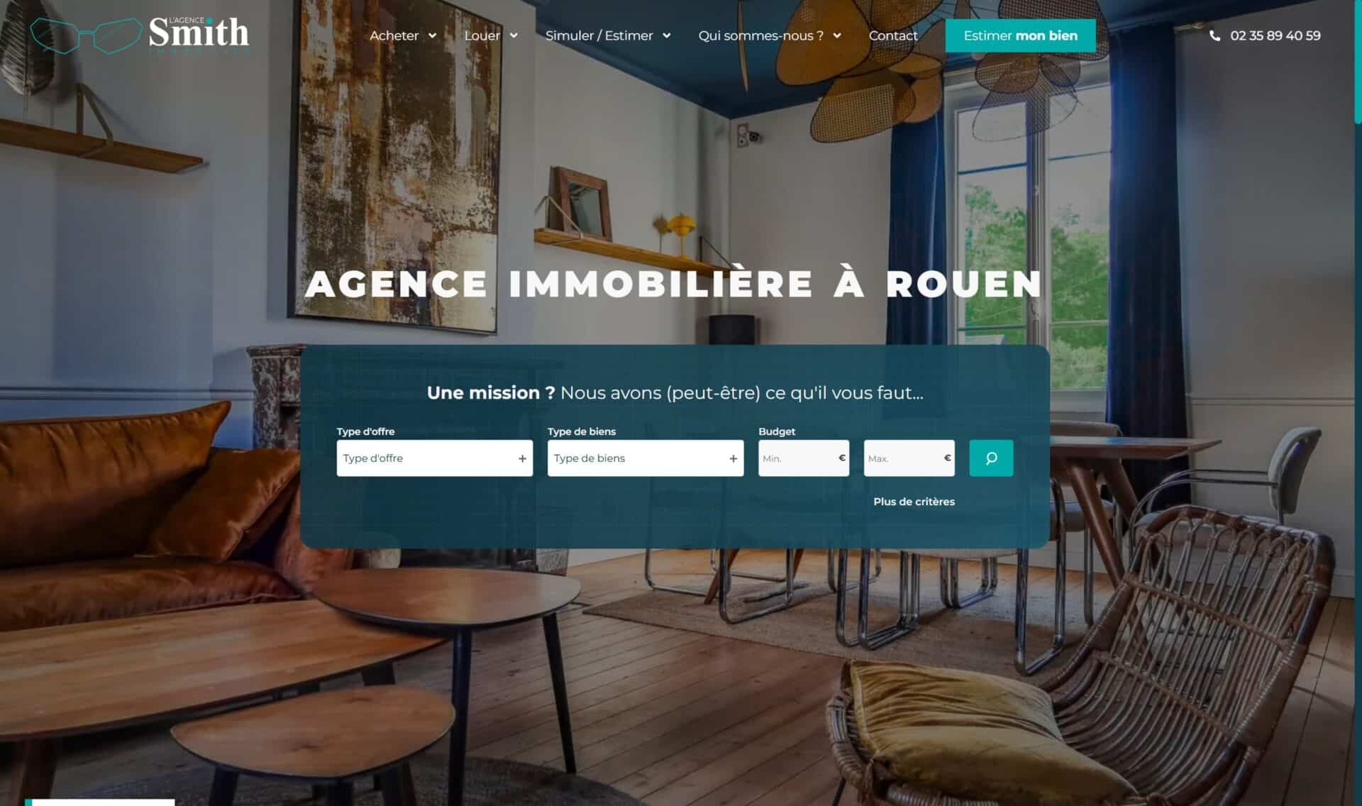 Agence immobilière à Rouen, formulaire de recherche.
